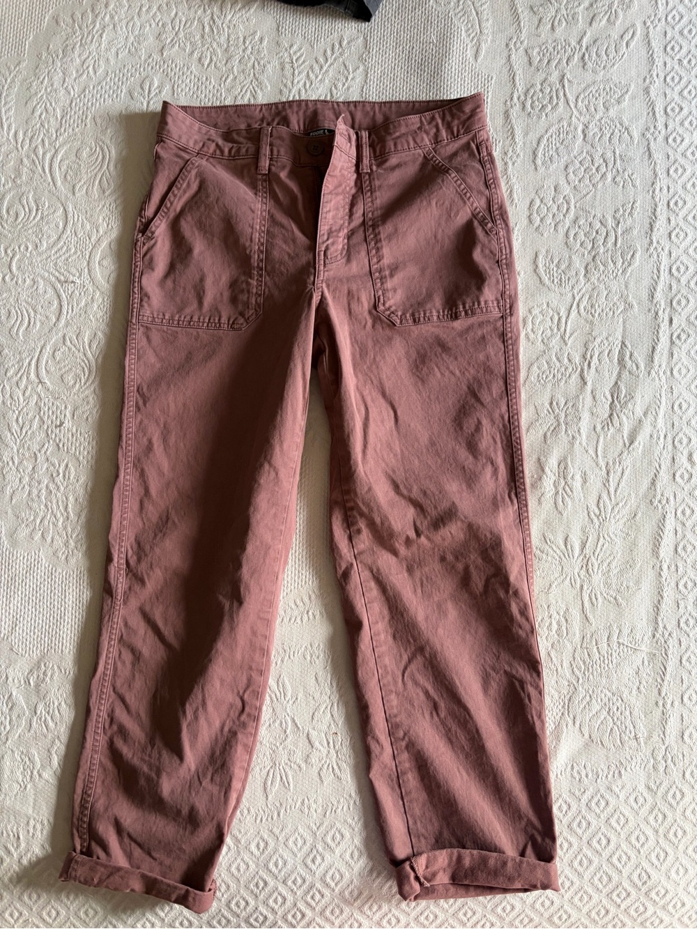 Eddie Bauer Women’s Straight-Leg Chinos Utility Pants in Dusty Rose